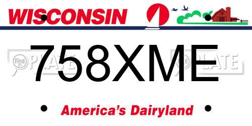 758XME Wisconsin License Plate