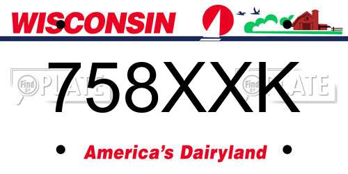 758XXK Wisconsin License Plate