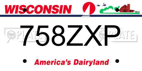 758ZXP Wisconsin License Plate
