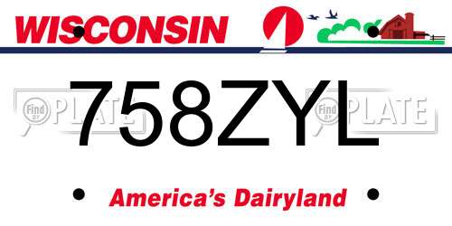 758ZYL Wisconsin License Plate