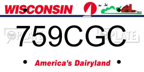 759CGC Wisconsin License Plate