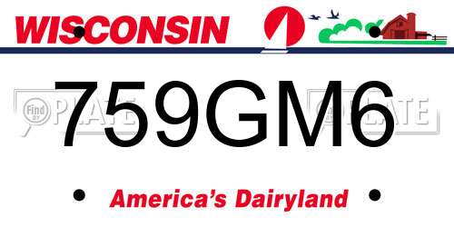 759GM6 Wisconsin License Plate