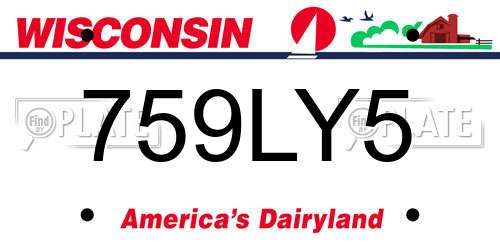 759LY5 Wisconsin License Plate