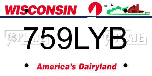 759LYB Wisconsin License Plate