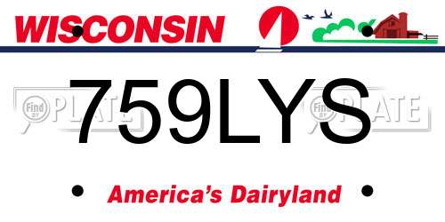 759LYS Wisconsin License Plate