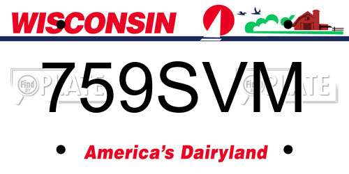 759SVM Wisconsin License Plate