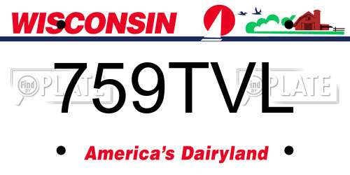 759TVL Wisconsin License Plate