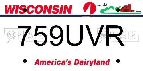 759UVR Wisconsin License Plate