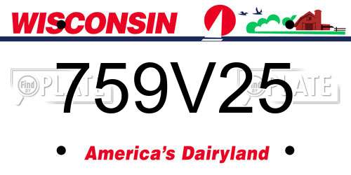 759V25 Wisconsin License Plate