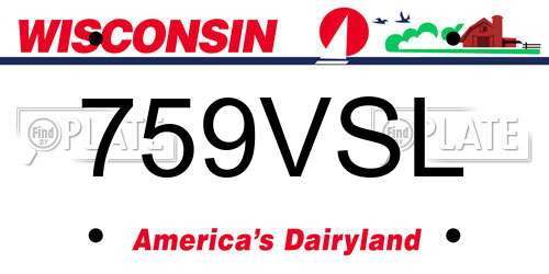 759VSL Wisconsin License Plate