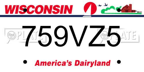 759VZ5 Wisconsin License Plate