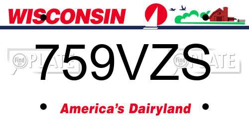 759VZS Wisconsin License Plate
