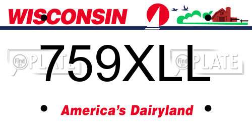 759XLL Wisconsin License Plate