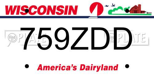 759ZDD Wisconsin License Plate