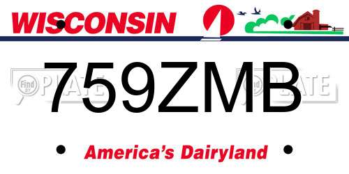 759ZMB Wisconsin License Plate