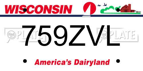 759ZVL Wisconsin License Plate