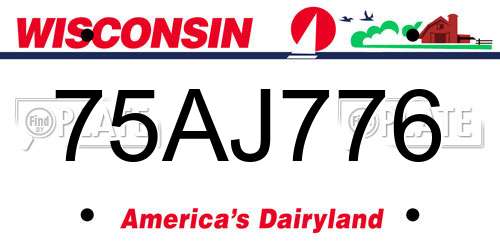 75AJ776 Wisconsin License Plate