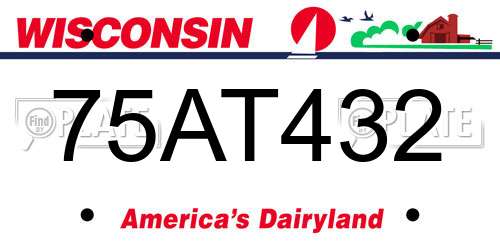 75AT432 Wisconsin License Plate
