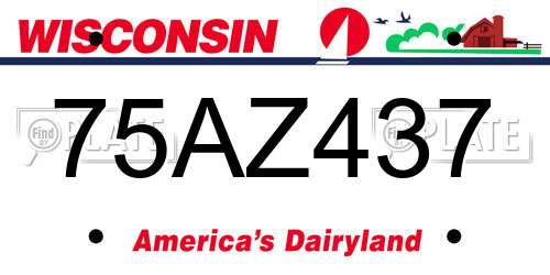 75AZ437 Wisconsin License Plate