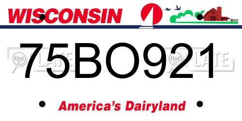 75BO921 Wisconsin License Plate