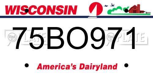 75BO971 Wisconsin License Plate