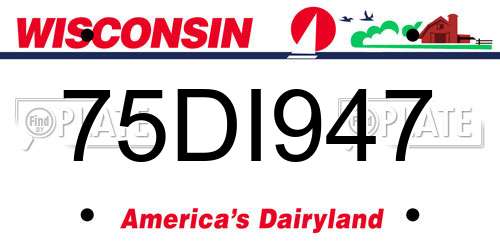 75DI947 Wisconsin License Plate