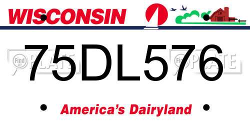 75DL576 Wisconsin License Plate