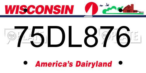 75DL876 Wisconsin License Plate