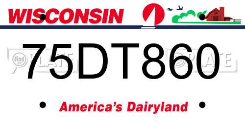 75DT860 Wisconsin License Plate