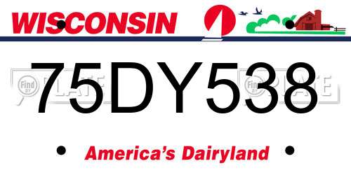 75DY538 Wisconsin License Plate