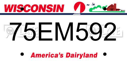 75EM592 Wisconsin License Plate