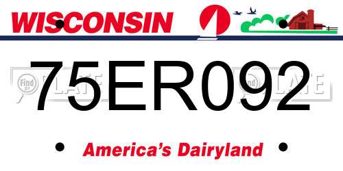 75ER092 Wisconsin License Plate