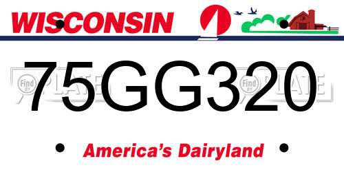 75GG320 Wisconsin License Plate