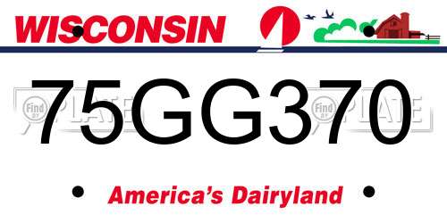 75GG370 Wisconsin License Plate