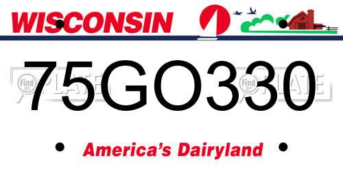 75GO330 Wisconsin License Plate
