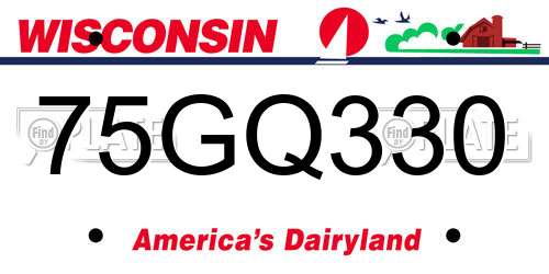 75GQ330 Wisconsin License Plate