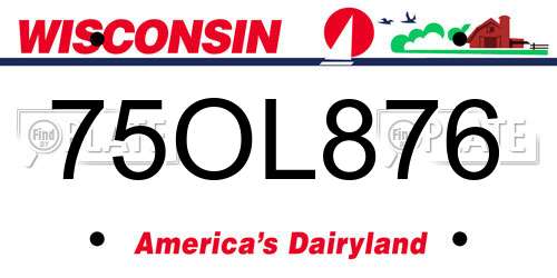 75OL876 Wisconsin License Plate