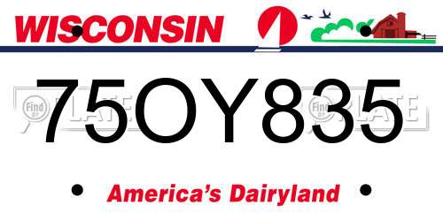 75OY835 Wisconsin License Plate