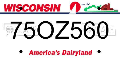 75OZ560 Wisconsin License Plate