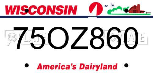 75OZ860 Wisconsin License Plate
