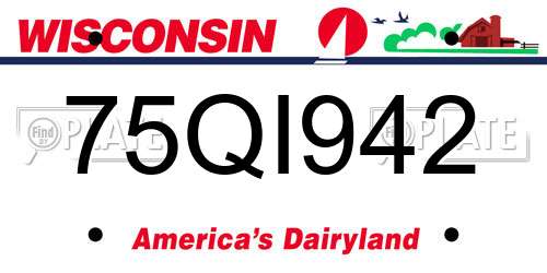 75QI942 Wisconsin License Plate