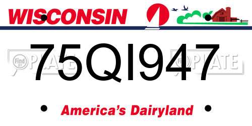 75QI947 Wisconsin License Plate
