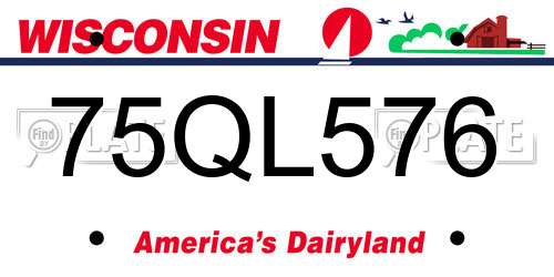 75QL576 Wisconsin License Plate