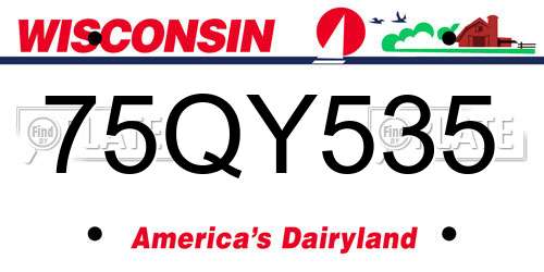 75QY535 Wisconsin License Plate