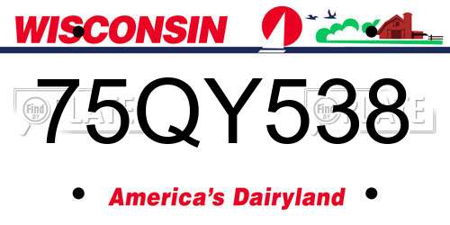 75QY538 Wisconsin License Plate