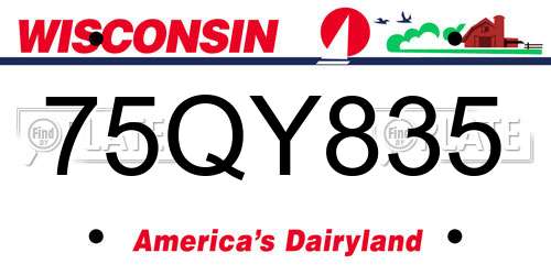 75QY835 Wisconsin License Plate