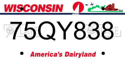 75QY838 Wisconsin License Plate