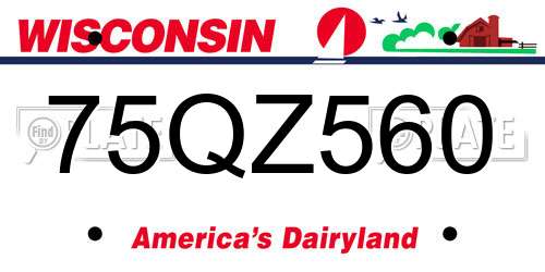 75QZ560 Wisconsin License Plate