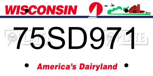 75SD971 Wisconsin License Plate