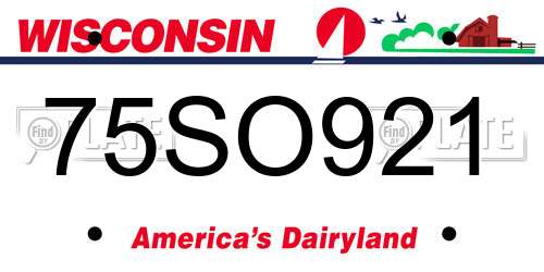 75SO921 Wisconsin License Plate